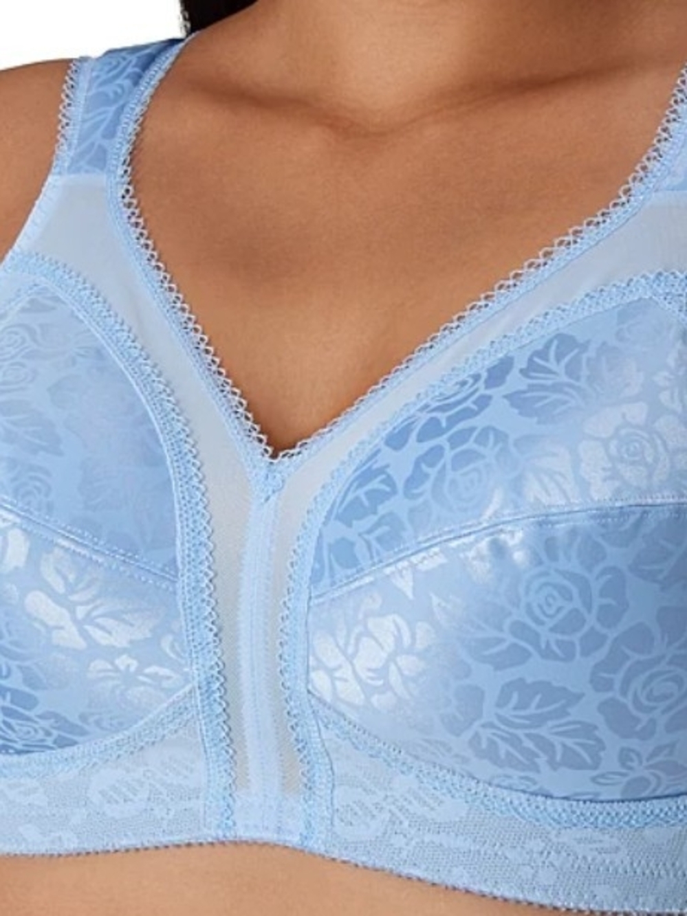 Light Blue Lace Jacquard Full-Coverage Bra